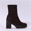 Wonders Lady Platform Block Heel Boot - Brown Suede